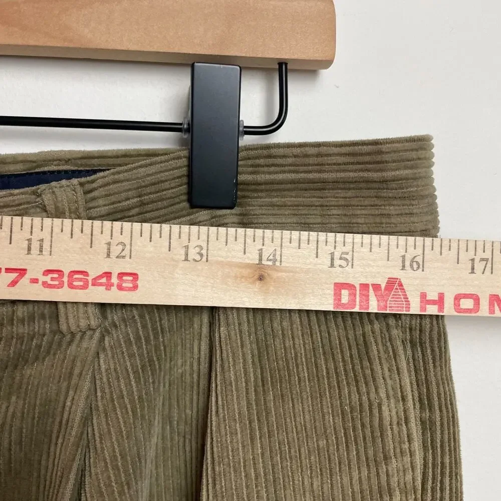JCrew Pleated Corduroy Pants Trousers Sz 33 Preppy Quiet Luxury Academia Cotton